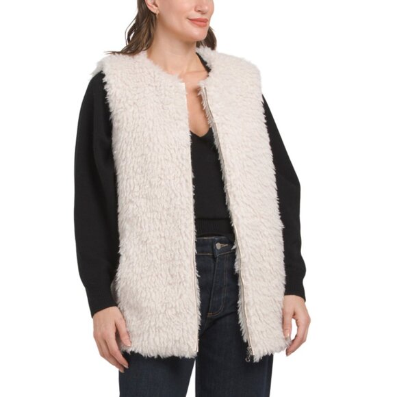 BERNARDO White Faux Fur Vest